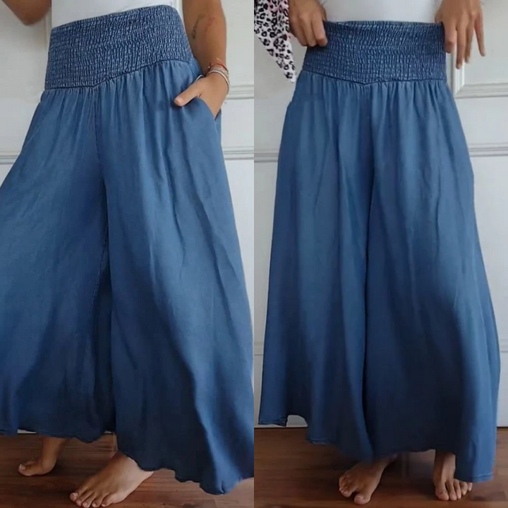 Keira – Trendy High-Waist Wide-Leg Skirt for Women with Pockets