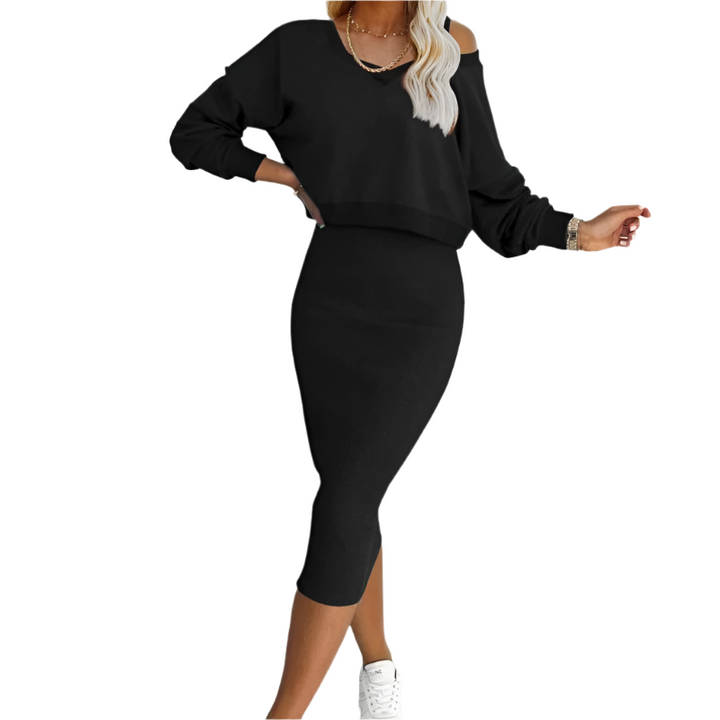 Sofia – Elegant 2-Piece Women’s Dress & Sweater Set