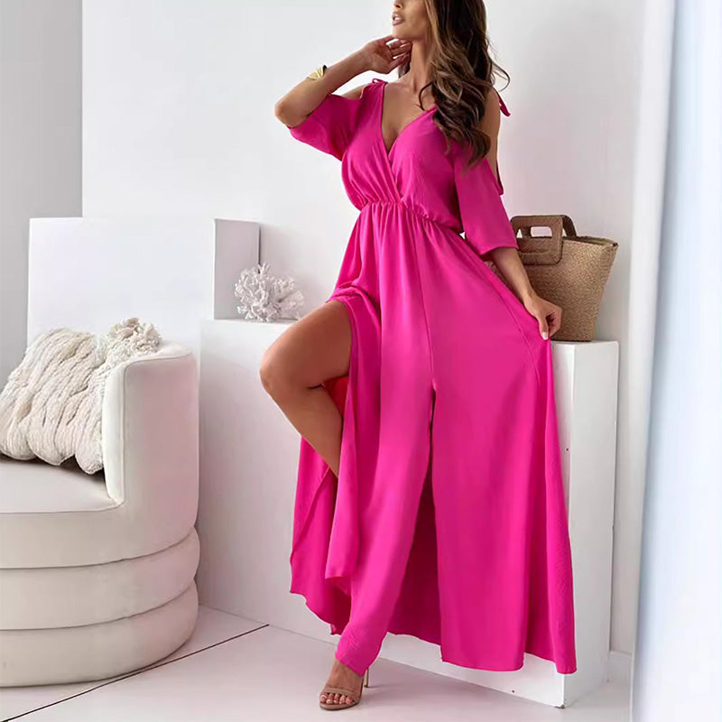 Lexie – Plunging Neck Cold Shoulder Women’s Dress