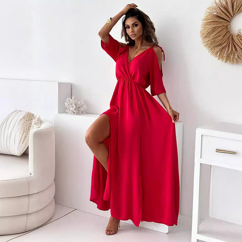Lexie – Plunging Neck Cold Shoulder Women’s Dress