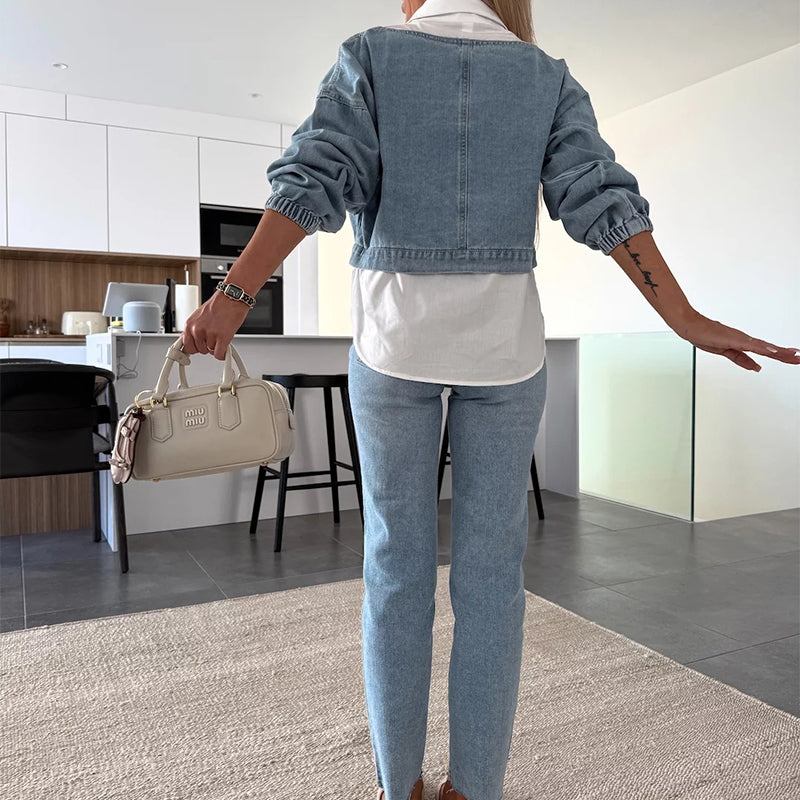 Morgan – Women’s Denim Two-Piece Set Top and Pants