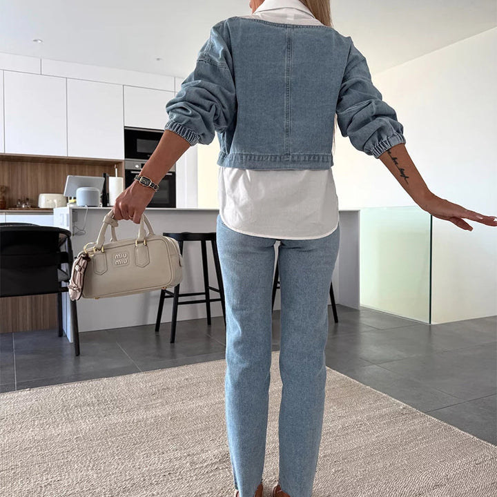 Morgan – Women’s Denim Two-Piece Set Top and Pants