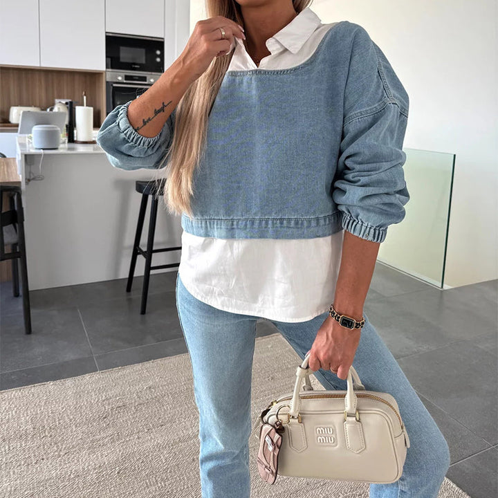 Morgan – Women’s Denim Two-Piece Set Top and Pants