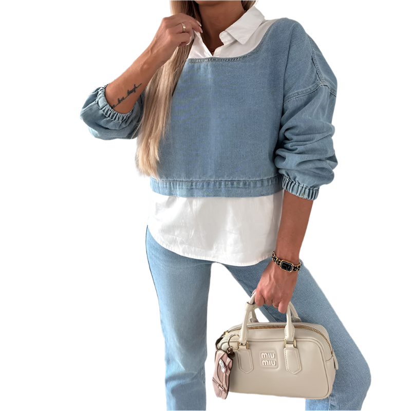 Morgan – Women’s Denim Two-Piece Set Top and Pants