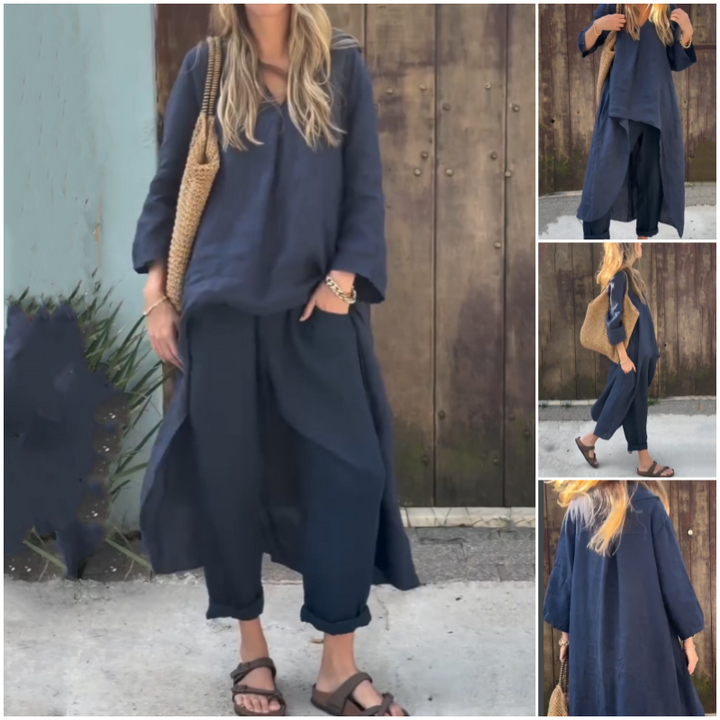 Louisa – Chic Two-Piece Set for Women with High-Low Hem