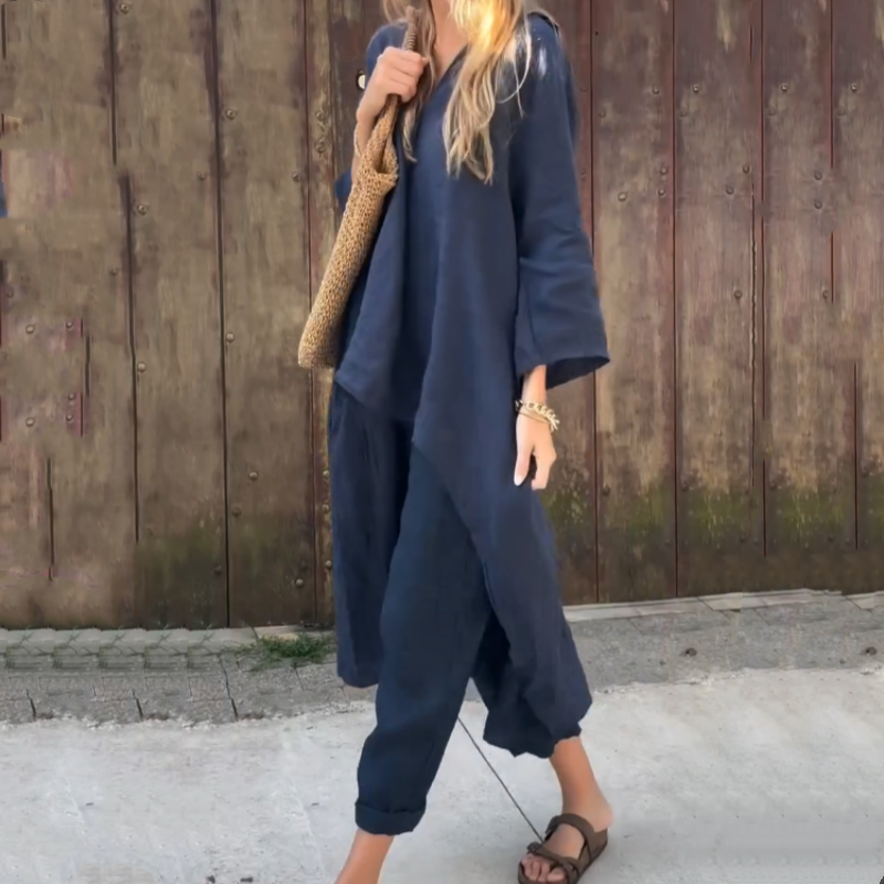 Louisa – Chic Two-Piece Set for Women with High-Low Hem