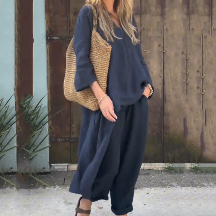 Louisa – Chic Two-Piece Set for Women with High-Low Hem