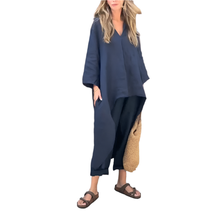 Louisa – Chic Two-Piece Set for Women with High-Low Hem