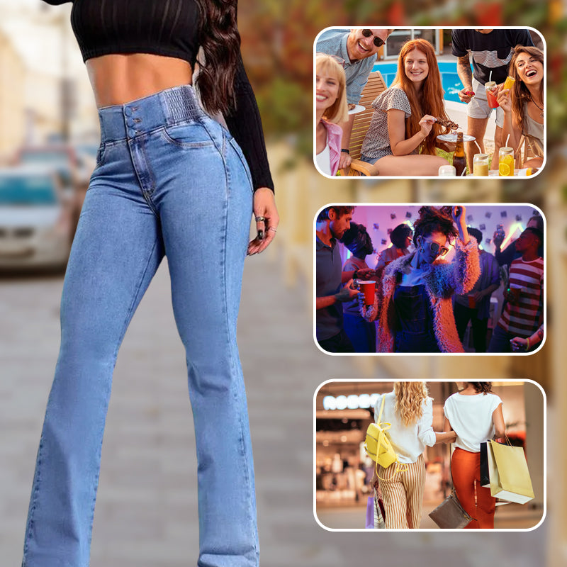 Andrea – Women’s High-Waisted Stretch Flared Jeans