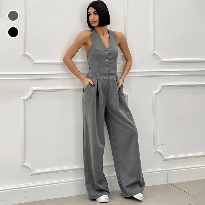 Aria – Women’s Sleeveless Button-Front Jumpsuit