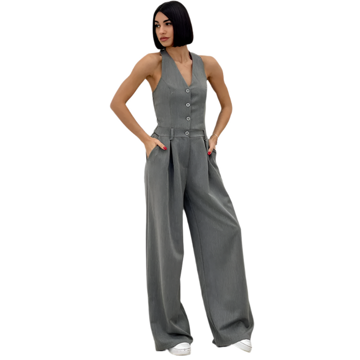 Aria – Women’s Sleeveless Button-Front Jumpsuit
