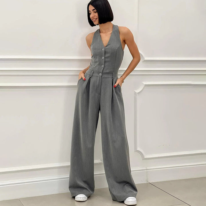 Aria – Women’s Sleeveless Button-Front Jumpsuit