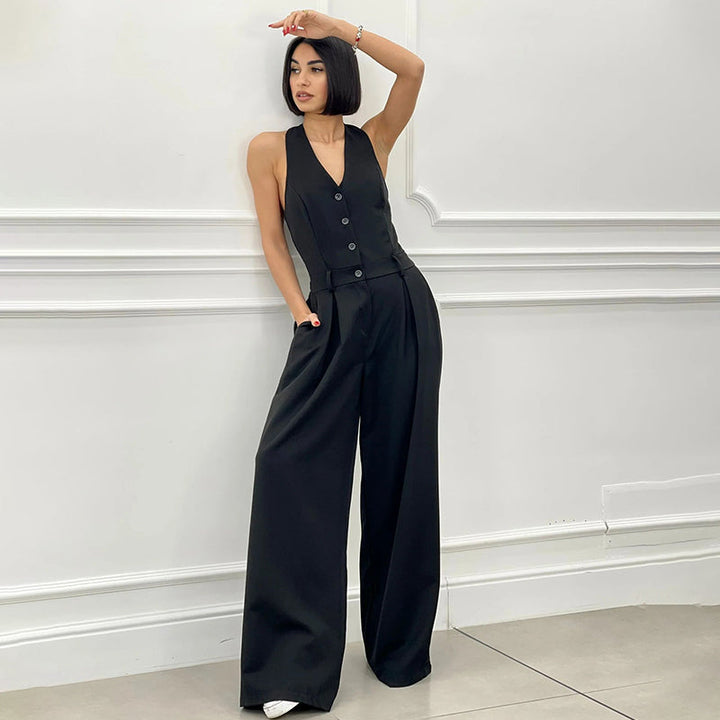 Aria – Women’s Sleeveless Button-Front Jumpsuit