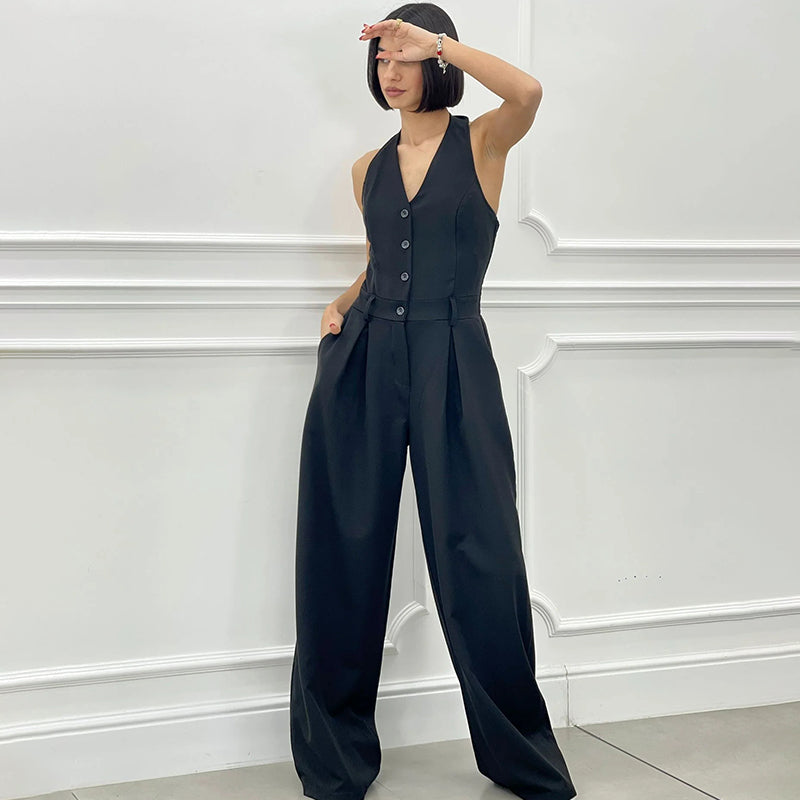 Aria – Women’s Sleeveless Button-Front Jumpsuit