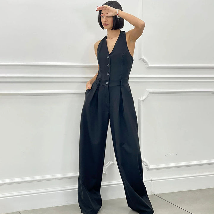 Aria – Women’s Sleeveless Button-Front Jumpsuit