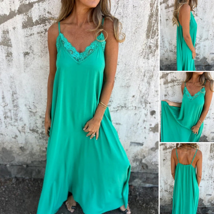 Delilah – Lace-Detail V-Neck Women’s Maxi Dress