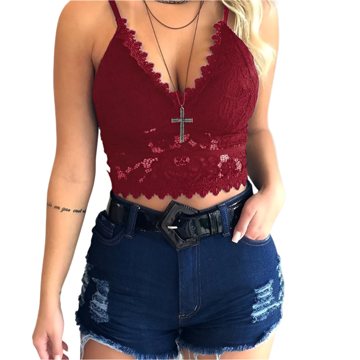 Emery – Women’s Floral Lace Cami Crop Top