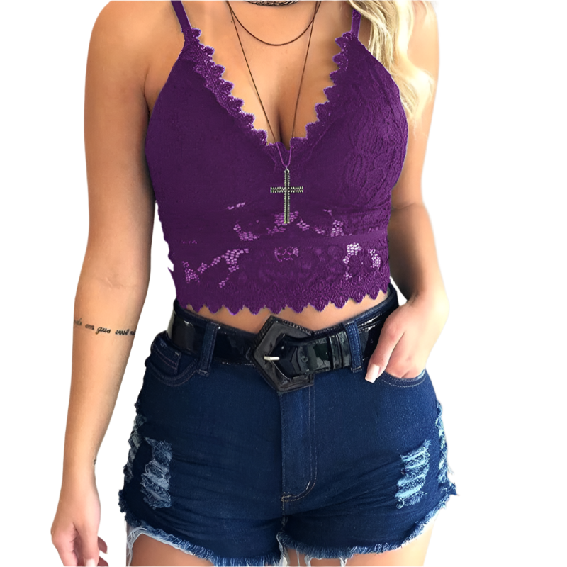 Emery – Women’s Floral Lace Cami Crop Top