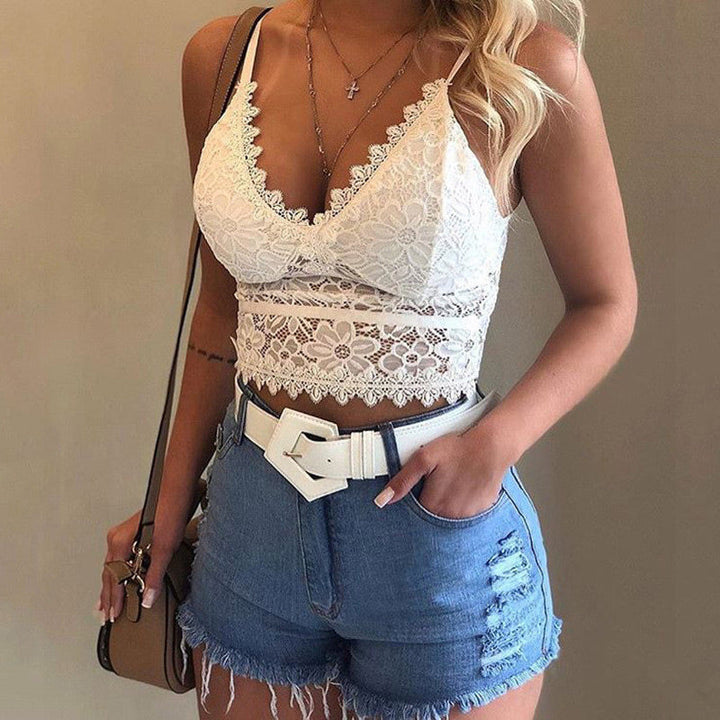 Emery – Women’s Floral Lace Cami Crop Top