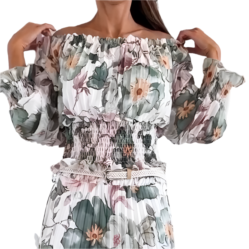 Giulia – Off-Shoulder Blouse & Maxi Skirt Set for Women