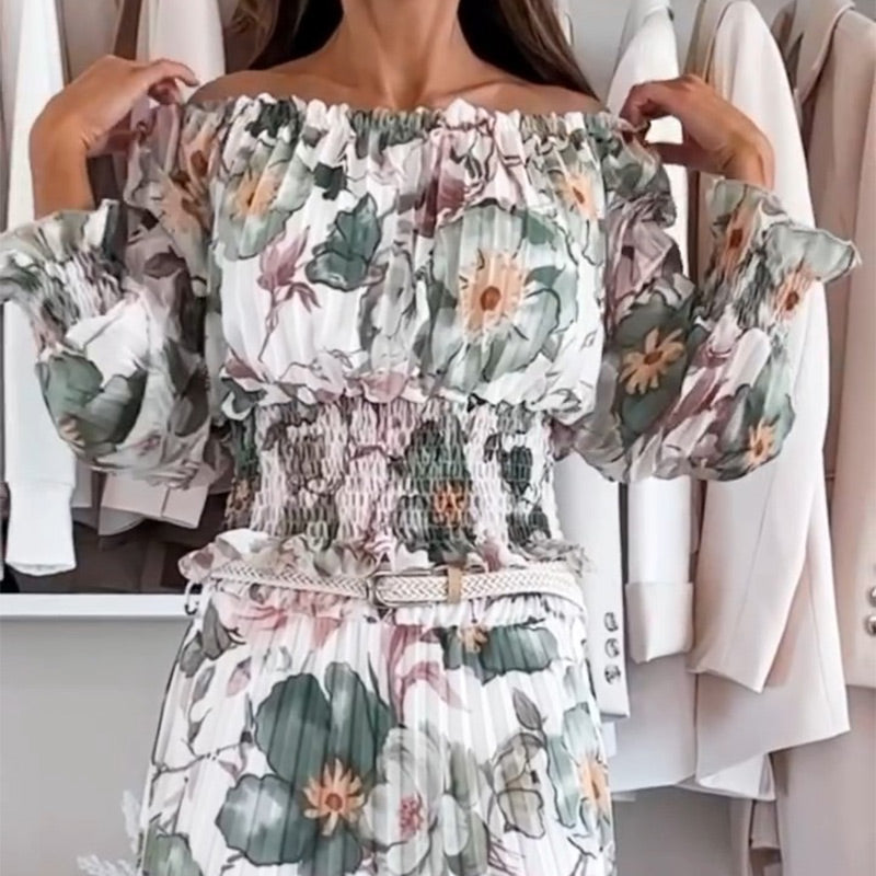 Giulia – Off-Shoulder Blouse & Maxi Skirt Set for Women