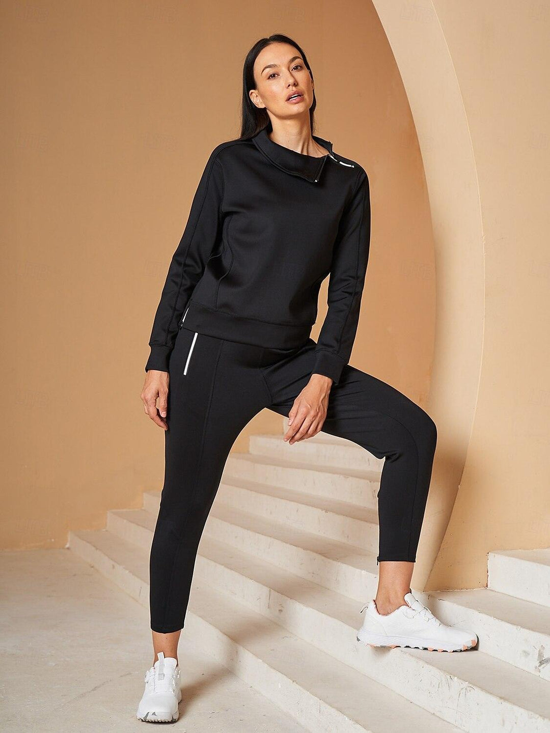 Jennifer – Irregular-Collar Women’s Golf Pullover & Pant Set