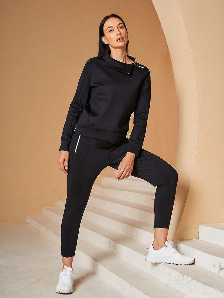 Jennifer – Irregular-Collar Women’s Golf Pullover & Pant Set