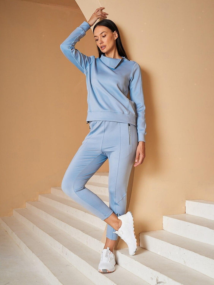 Jennifer – Irregular-Collar Women’s Golf Pullover & Pant Set