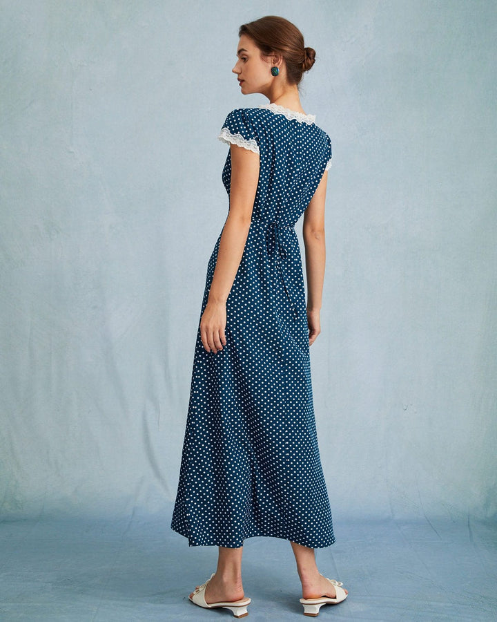 Emily – V-Neck Ruched Women’s Polka Dot Dress