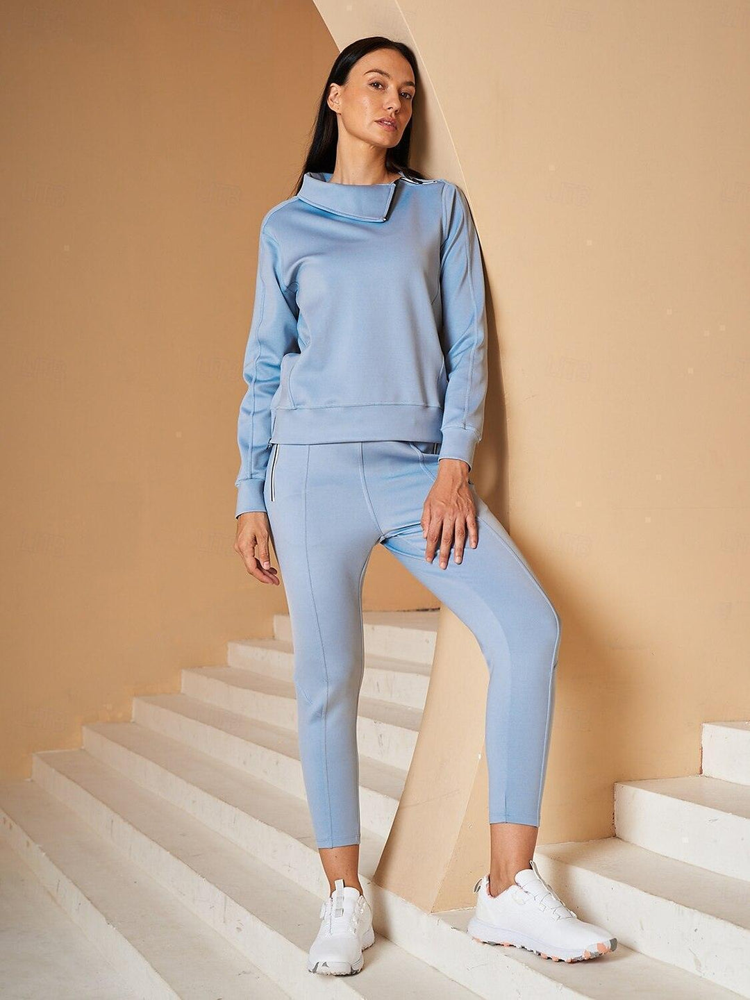 Jennifer – Irregular-Collar Women’s Golf Pullover & Pant Set