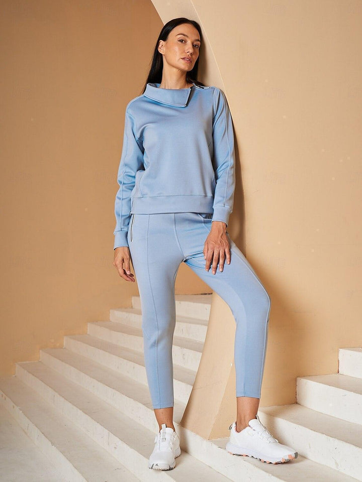 Jennifer – Irregular-Collar Women’s Golf Pullover & Pant Set