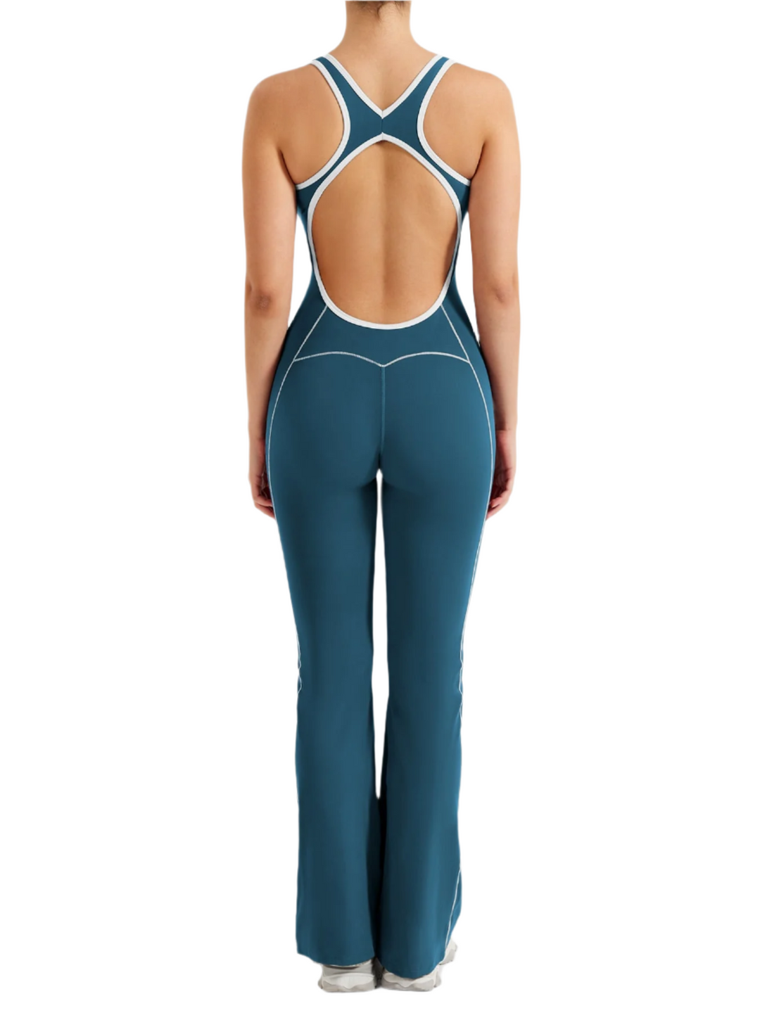 Alexandra – Contrast-Trim Women’s Flared Jumpsuit