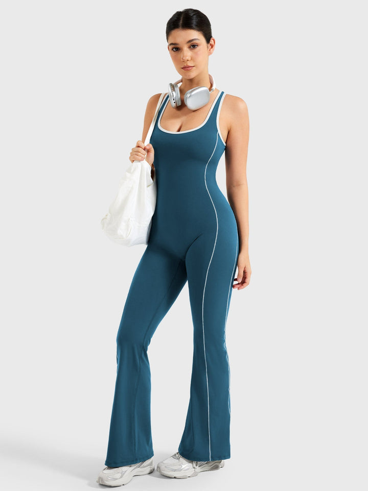 Alexandra – Contrast-Trim Women’s Flared Jumpsuit