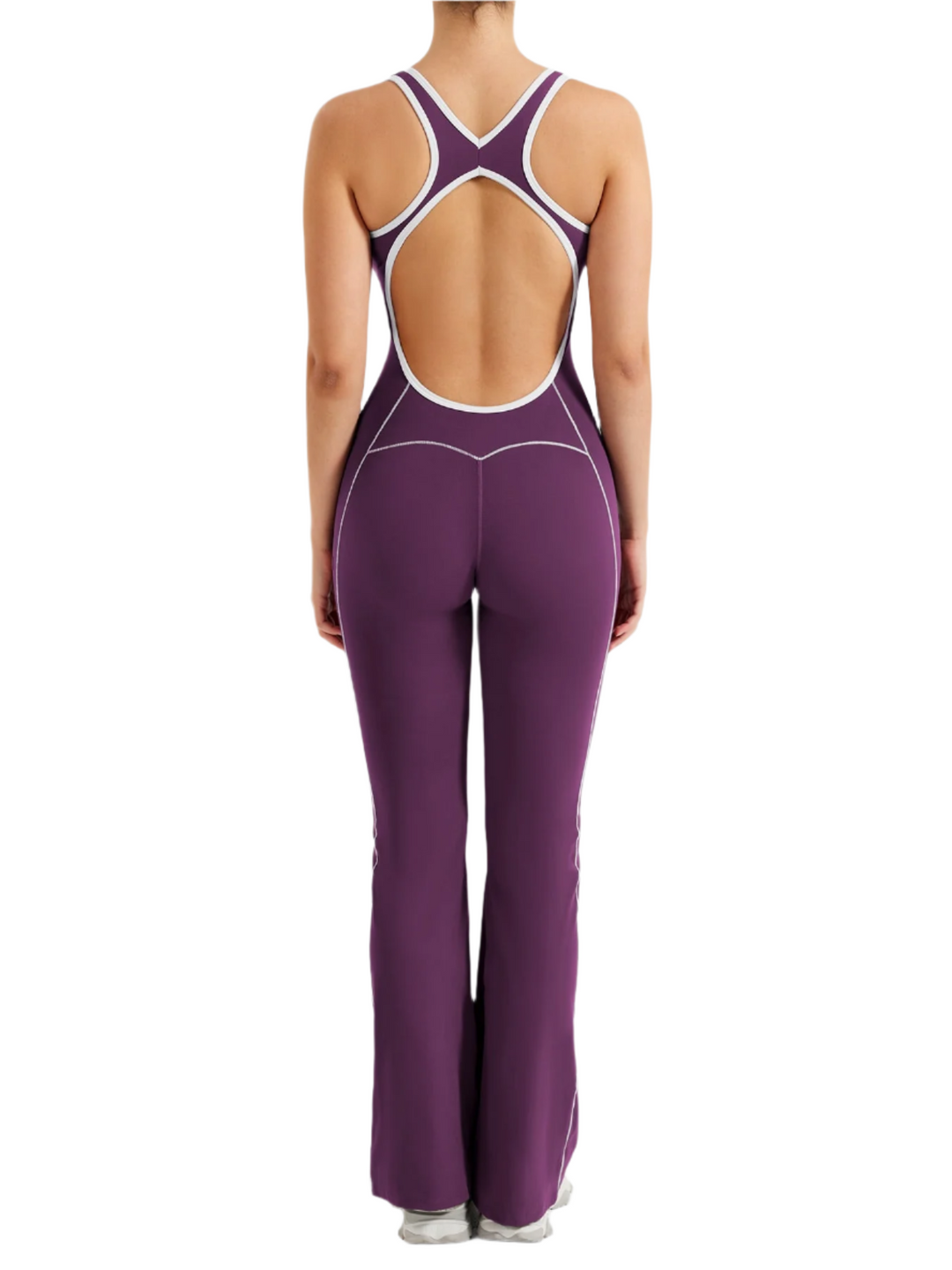 Alexandra – Contrast-Trim Women’s Flared Jumpsuit