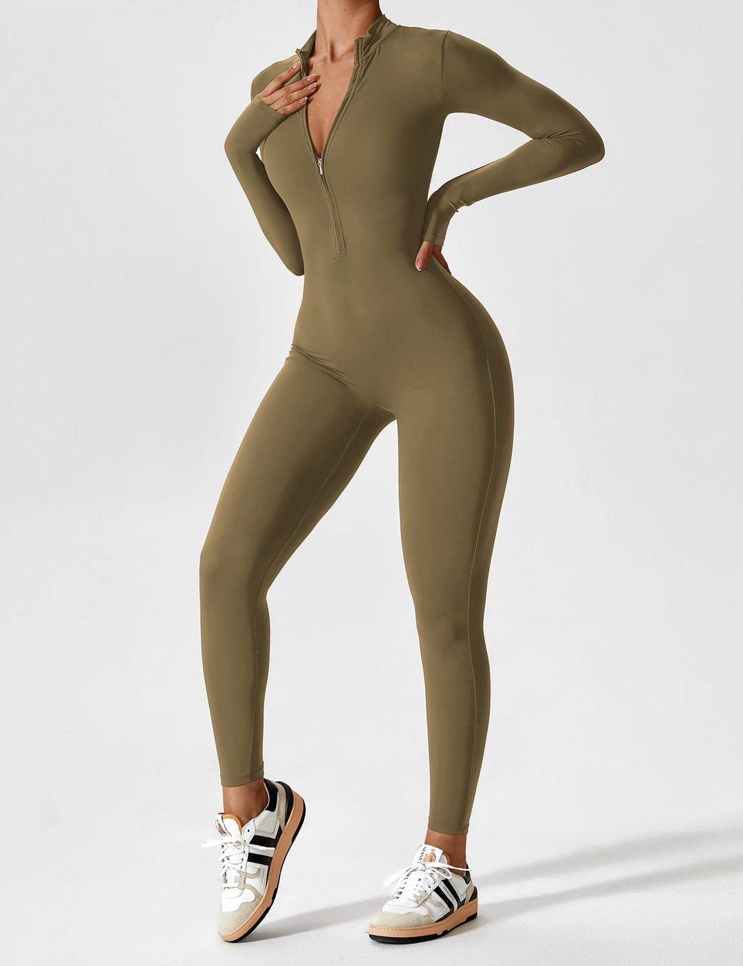 Megan – Sleek Contour Women’s Zipper Jumpsuit