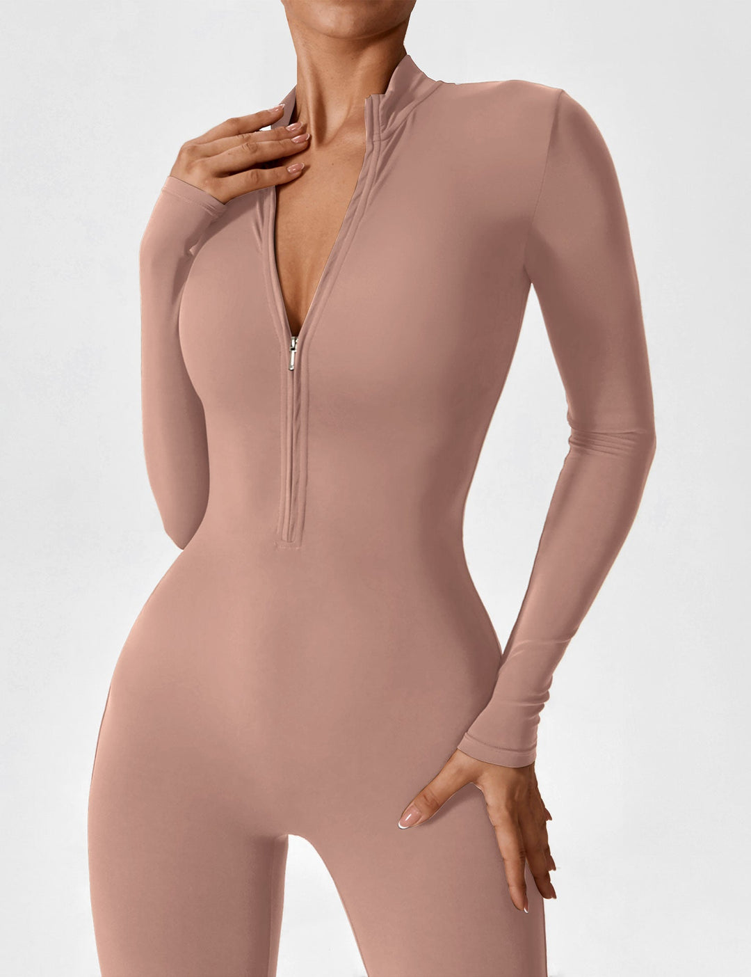 Megan – Sleek Contour Women’s Zipper Jumpsuit