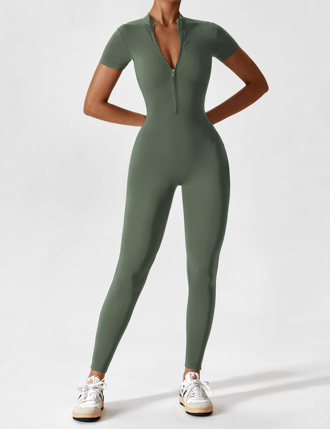 Megan – Sleek Contour Women’s Zipper Jumpsuit