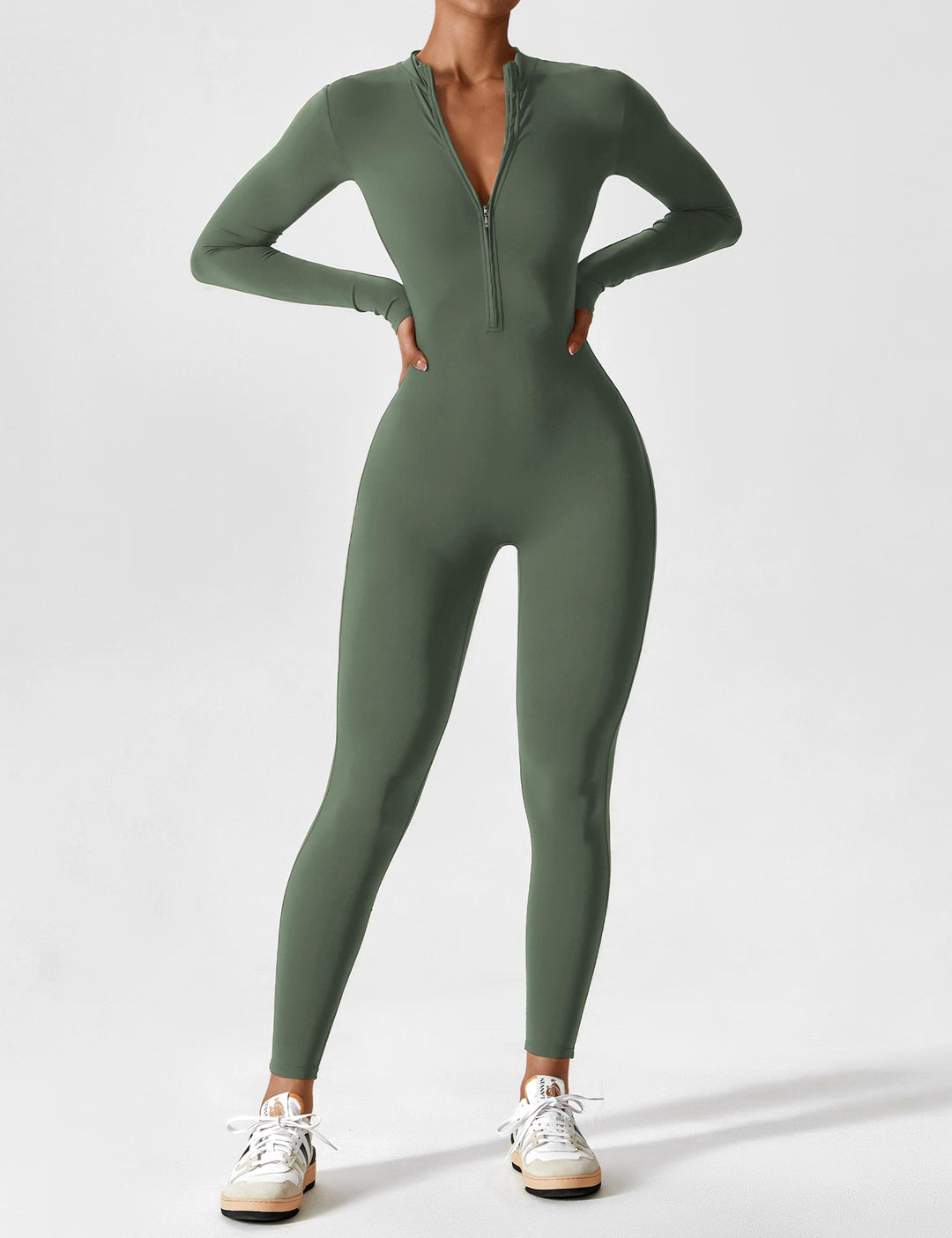Megan – Sleek Contour Women’s Zipper Jumpsuit