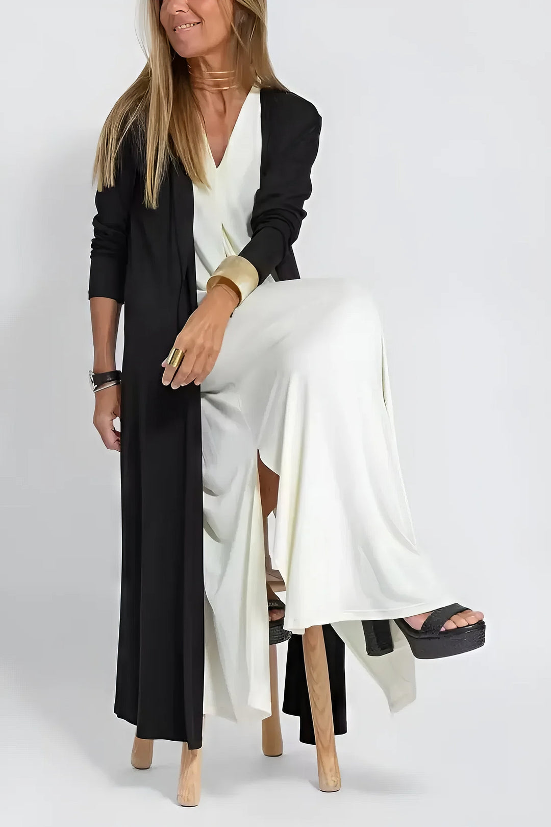 Clara – Elegant Long Dress with Matching Cardigan for Women