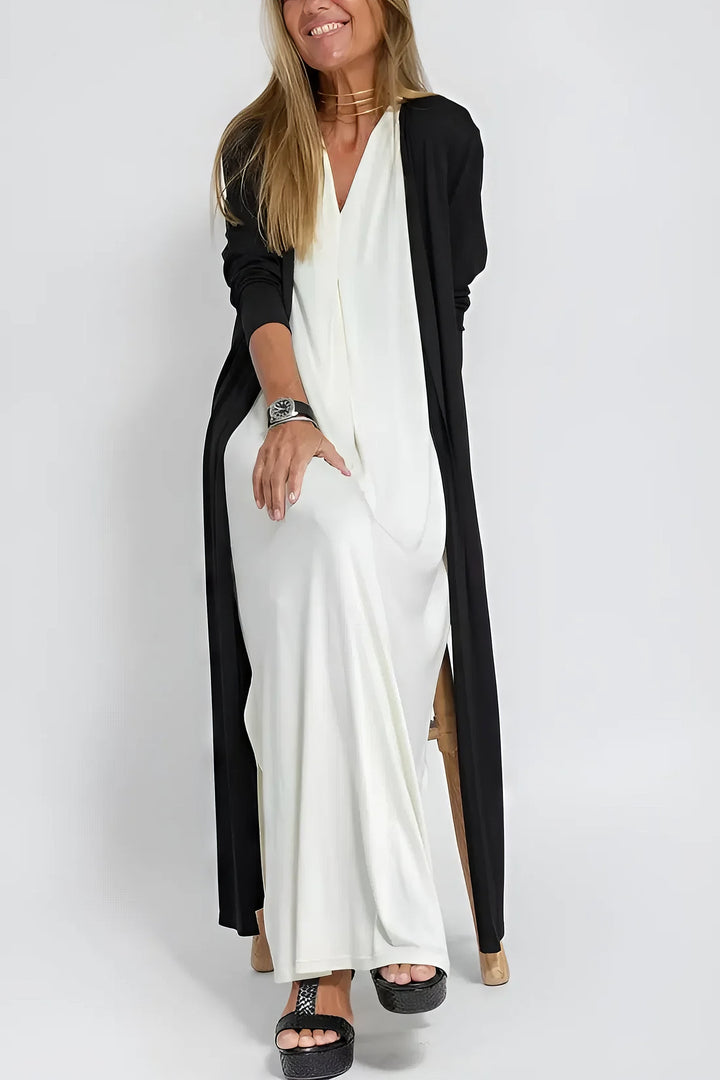 Clara – Elegant Long Dress with Matching Cardigan for Women